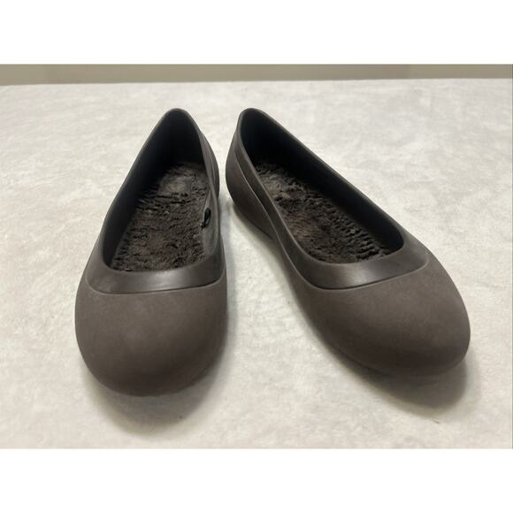 Crocs Mammoth Flats Womens Size 10 Brown Ballet Fur Lined Slip On Casual Neutral - Picture 3 of 7